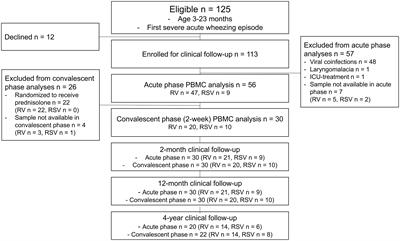 Cytokine expression in rhinovirus- vs. respiratory syncytial virus-induced first wheezing episode and its relation to clinical course